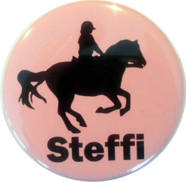 Pferd Button mit Namen rosa 2